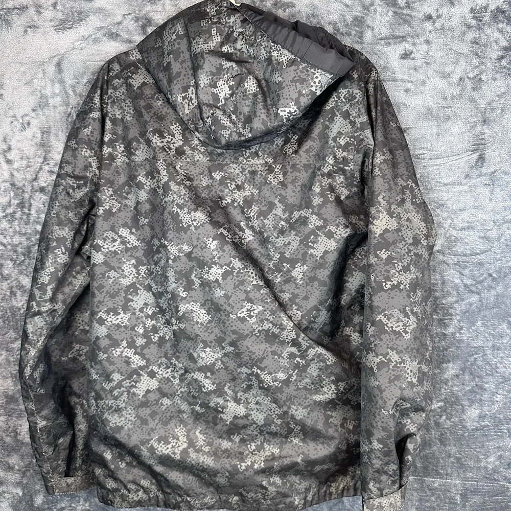 Columbia Men's Gray Camo Windbreaker Hooded Full Zip Jacket Size L